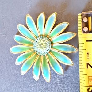 Woman's pedal flower broach pin, 2.5" teal